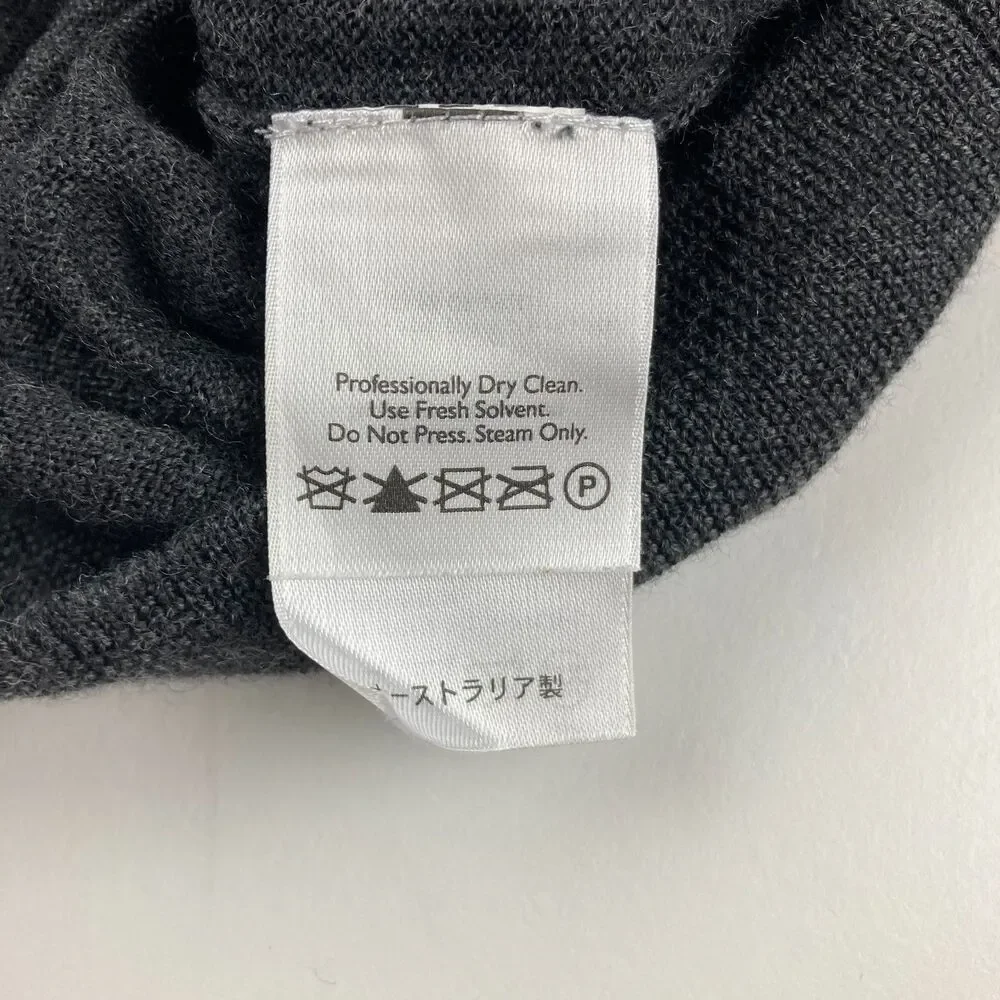 Eddie Bauer Sweater Mens L Gray 100% Merino Wool Made Australia Collared Polo